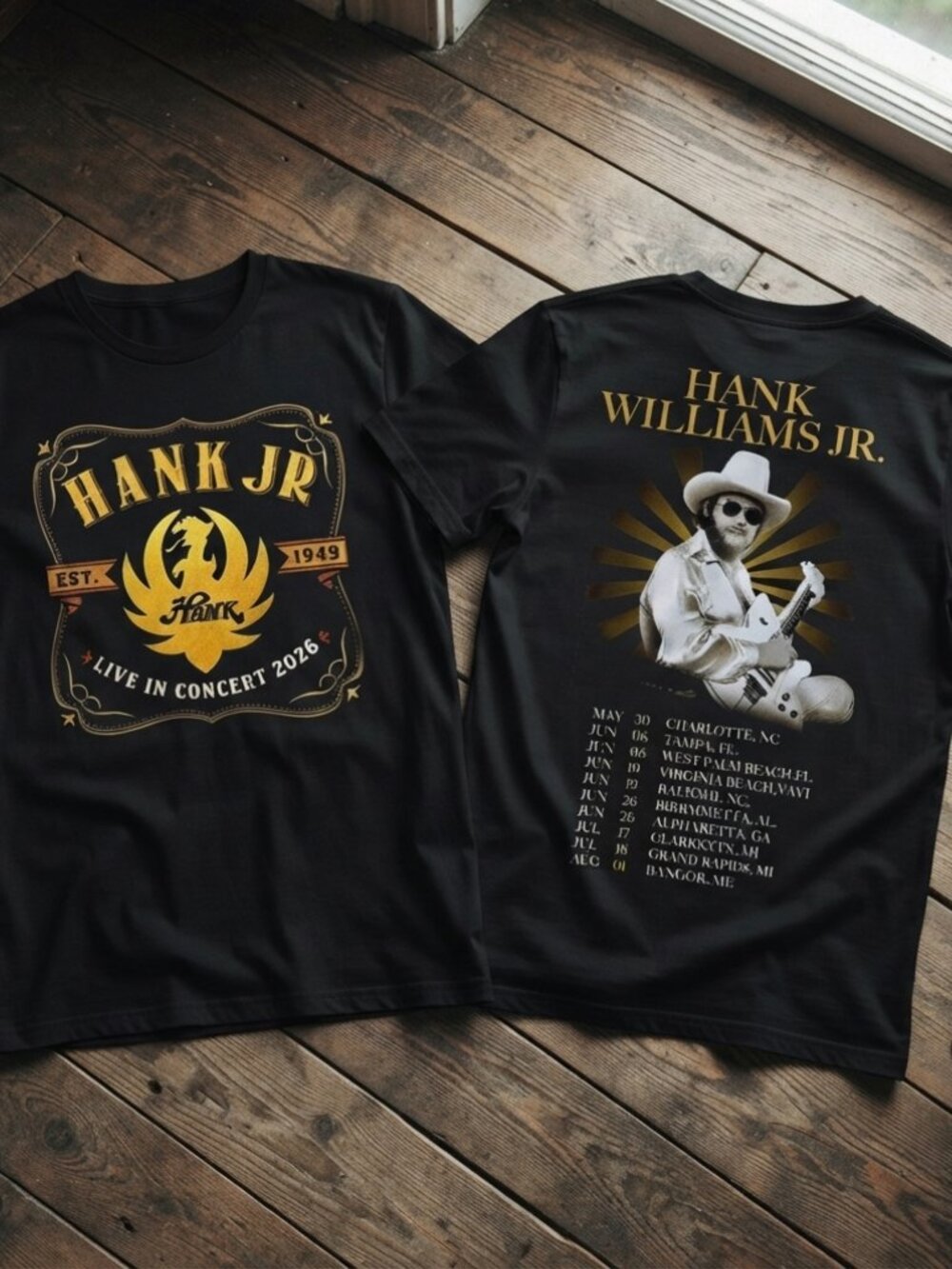 Hank Williams Jr.2026 Live In Concert Graphic Black T-Shirt